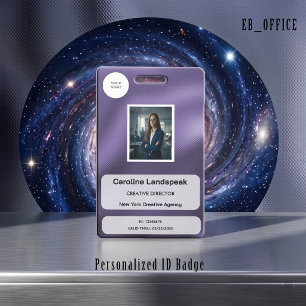 Metallic Brushed Purple Dot Custom Logo Photo ID Badge