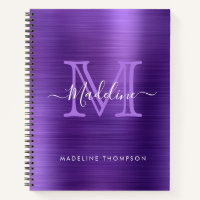 Metallic Brushed Purple Modern Script Monogram