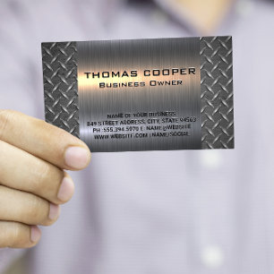 Metallic Brushed Shine   Diamond Plated Pattern Business Card