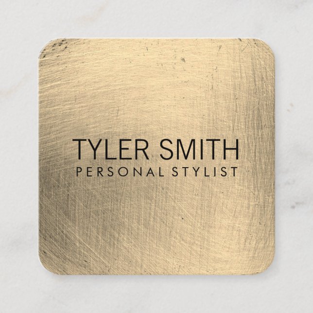 Metallic Brushed Square Business Card (Front)