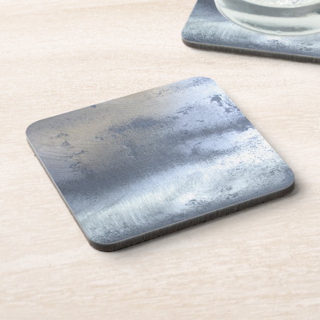 Metallic Brushed Steel Industrial Cork Coasters (Left Side)