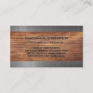 Metallic Brushed Wood Trim Business Card