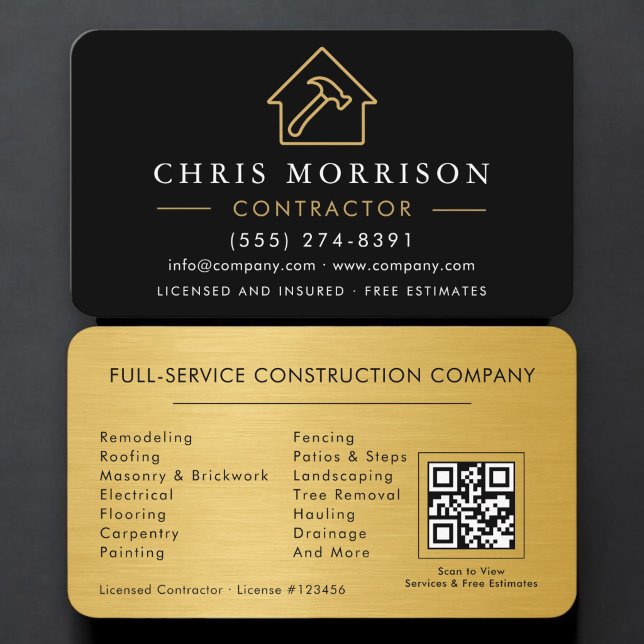 Metallic Building Contractor QR Code Business Card (Creator Uploaded)