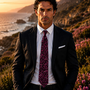 Metallic Burgundy Leopard Print Tie