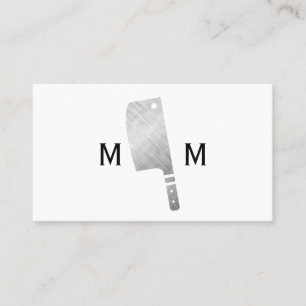 Metallic Butcher Knife Monogram Business Card