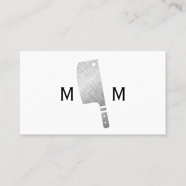 Metallic Butcher Knife Monogram Business Card (Front)