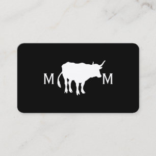 Metallic Butcher Knifes Animals Cow Business Card