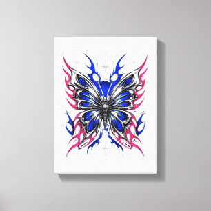 Metallic Butterfly Blue Pink Flame Wings – Gothic Canvas Print
