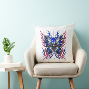Metallic Butterfly Blue Pink Flame Wings – Gothic Cushion