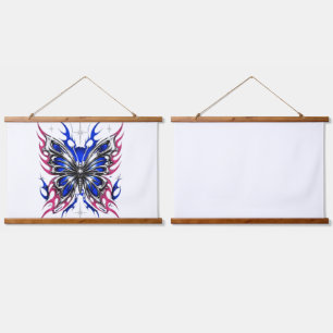 Metallic Butterfly Blue Pink Flame Wings – Gothic Hanging Tapestry