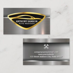 Metallic Car Logo Industrial Style Business Card