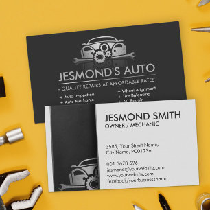 Metallic Car Silhouette - Mechanic Auto Repair  Business Card