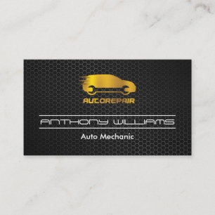 Metallic Carbon Fibre Gold Auto Logo Business Card
