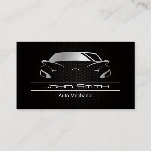 Metallic Carbon Fibre Pattern | Auto Car Business Card (Front)