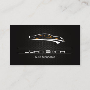 Metallic Carbon Fibre Pattern Auto Logo Business Card