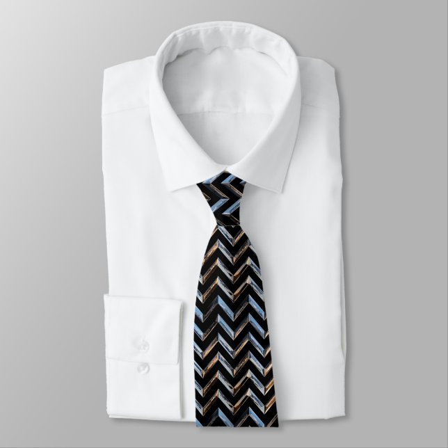 Metallic Chevrons Optical Illusion Tie (Tied)