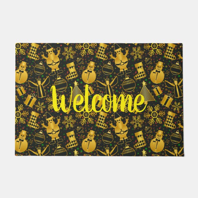 Metallic Christmas Collage  Doormat (Front)