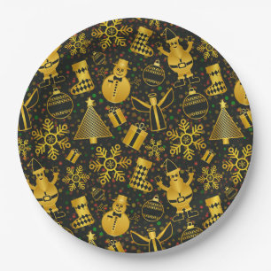 Metallic Christmas Collage Paper Plate