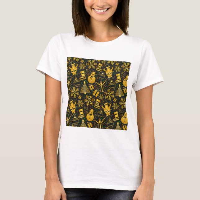 Metallic Christmas Collage T-Shirt (Front)