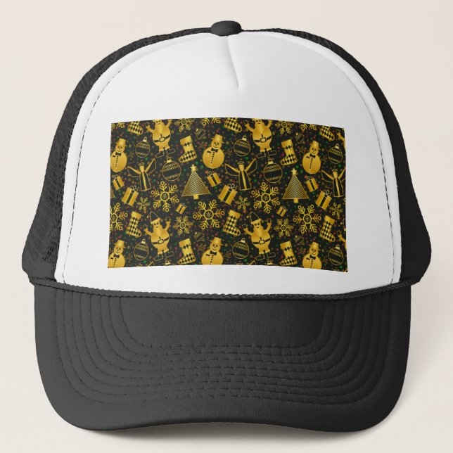 Metallic Christmas Collage Trucker Hat (Front)