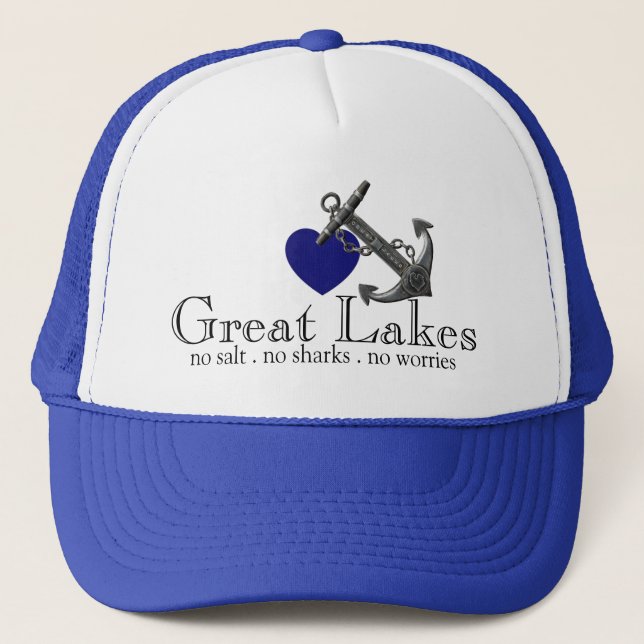 Metallic chrome anchor pirate nautical themed  trucker hat (Front)