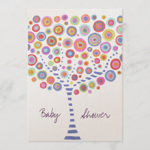 Metallic Circle Tree Custom Baby Shower Invitation