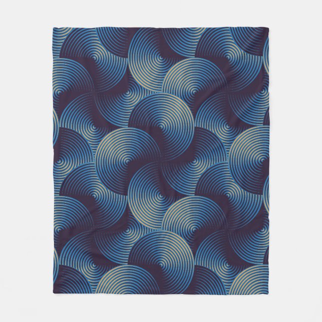 Metallic circles optical illusion, seamless patter fleece blanket (Front)