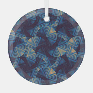 Metallic circles optical illusion, seamless patter glass tree decoration