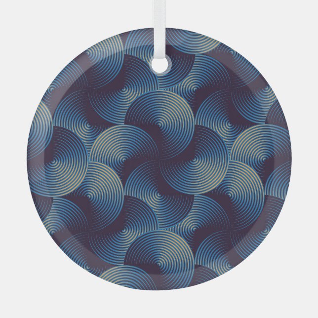 Metallic circles optical illusion, seamless patter glass tree decoration (Front)