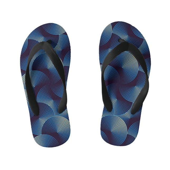 Metallic circles optical illusion, seamless patter kid's flip flops (Footbed)