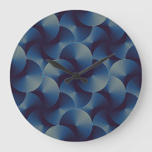 Metallic circles optical illusion, seamless patter large clock