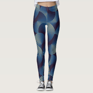 Metallic circles optical illusion, seamless patter leggings