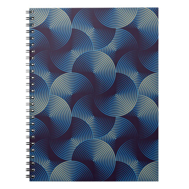 Metallic circles optical illusion, seamless patter notebook (Front)