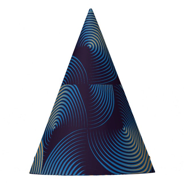 Metallic circles optical illusion, seamless patter party hat (Front)
