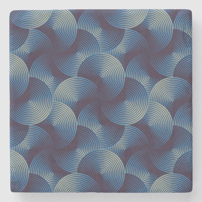 Metallic circles optical illusion, seamless patter stone coaster (Front)