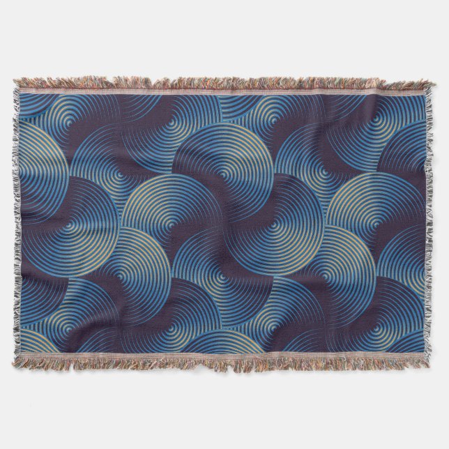 Metallic circles optical illusion, seamless patter throw blanket (Front)