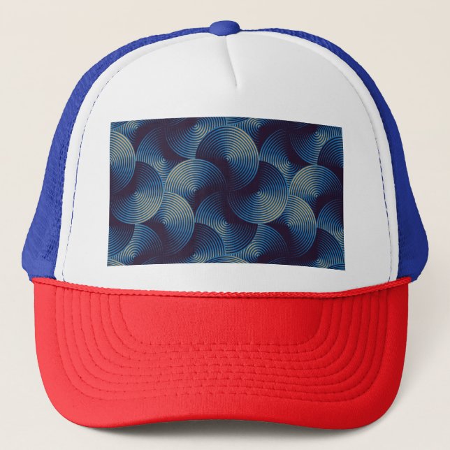 Metallic circles optical illusion, seamless patter trucker hat (Front)