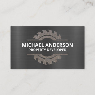 Metallic   Circular Rusted Metal Saw Business Card
