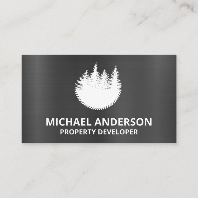 Metallic | Circular Saw | Trees Business Card (Front)