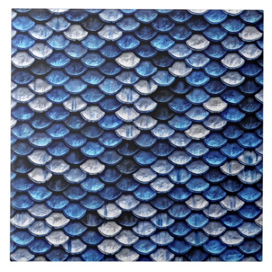 Metallic Cobalt Blue Fish Scales Pattern Tile | Zazzle.co.uk