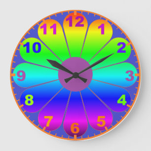 Metallic Colourful Flower Power Clock with Numbers