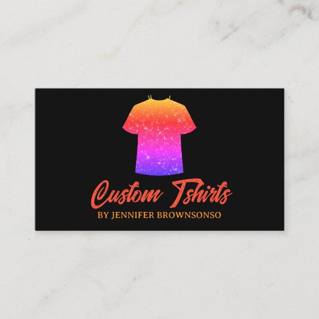 Metallic Colourful T Shirt Print Clothing Apparel Business Card (Front)