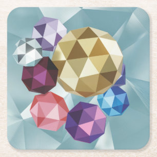Metallic Colours Geometric Shapes Coaster Set