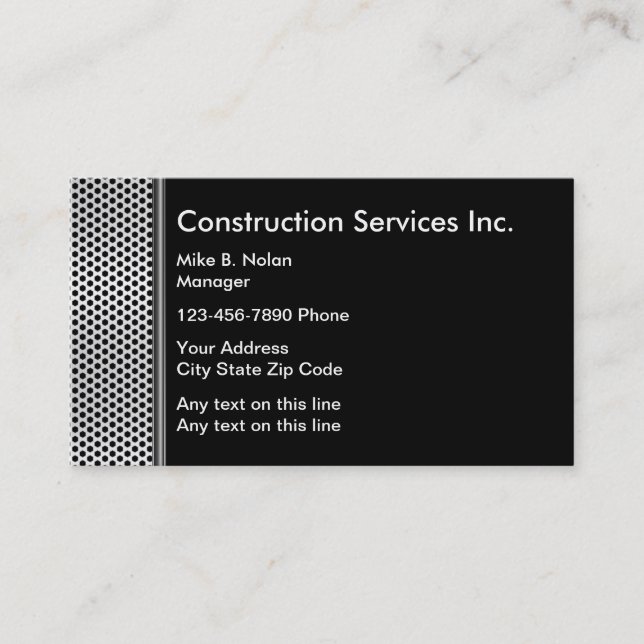Metallic Construction Business Card (Front)