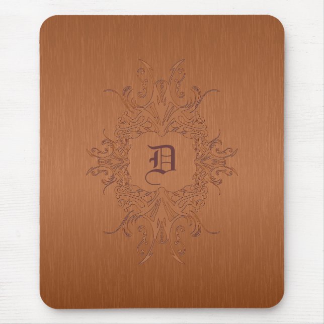 Metallic Copper Brown Brushed Aluminium Look Mouse Mat (Front)