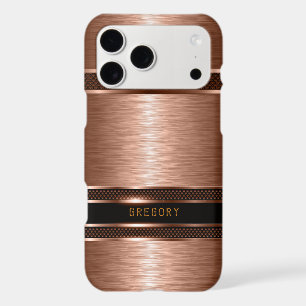 Metallic copper brown geometric design.