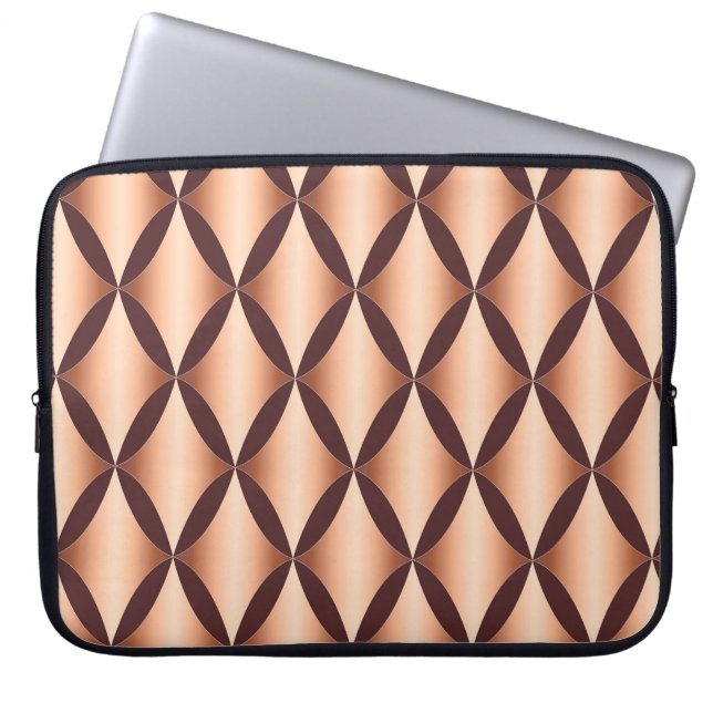 Metallic Copper Diamond, Vintage Pattern. Laptop Sleeve (Front)