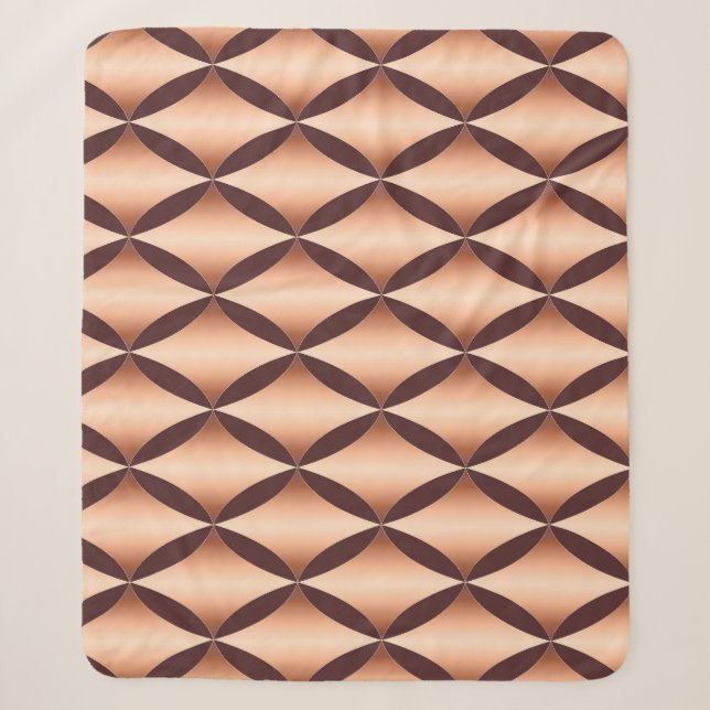 Metallic Copper Diamond, Vintage Pattern. Sherpa Blanket (Front)