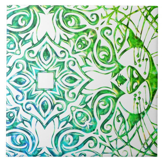 Metallic Copper Look Cat Art Cool Mandala Ceramic  Tile (Front)