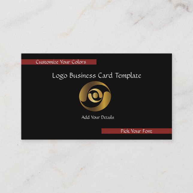 Metallic Corporate Logo - Simple Gold Logo Business Card (Front)
